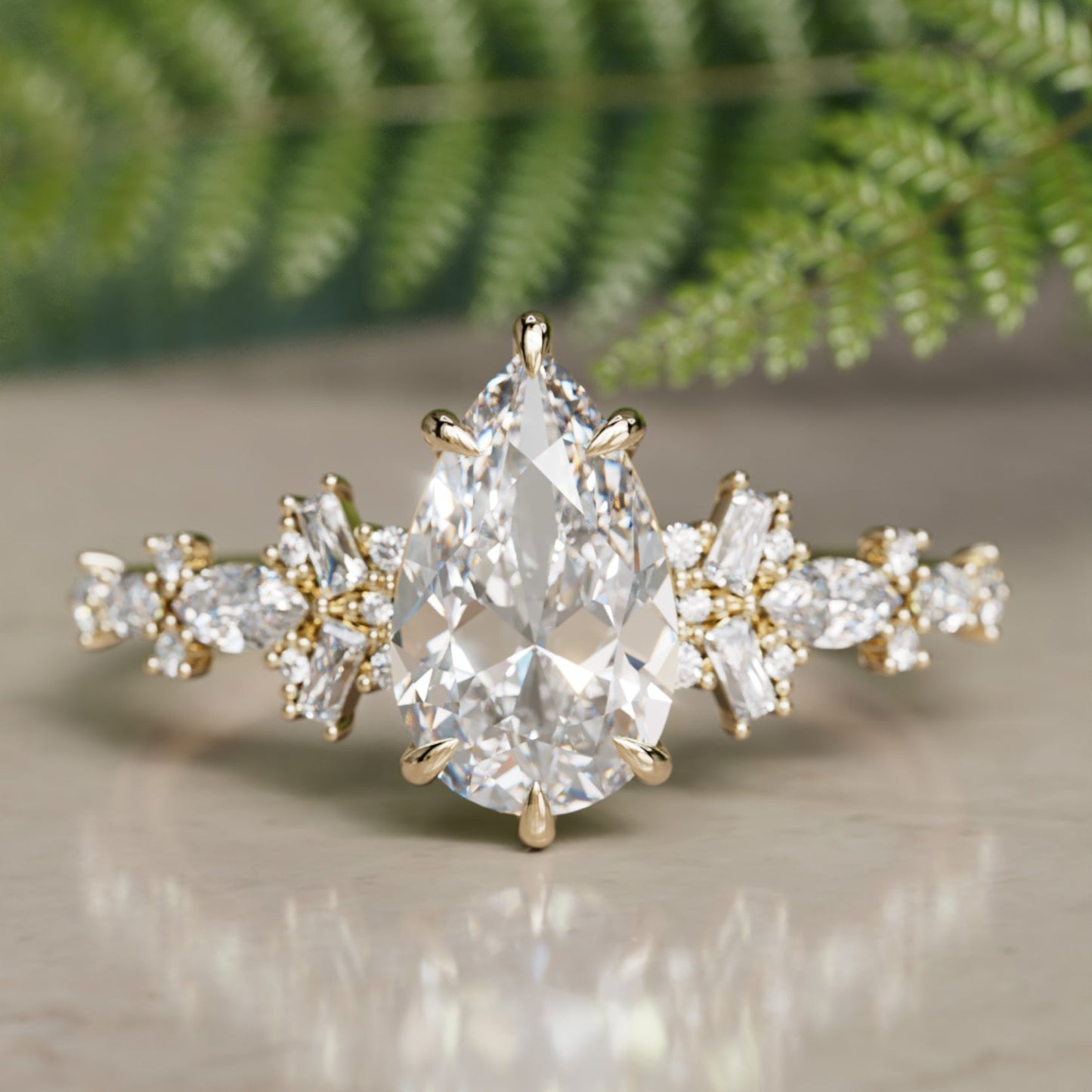 Marquise Shaped Three Stone Lab Grown Diamond Engagement Ring