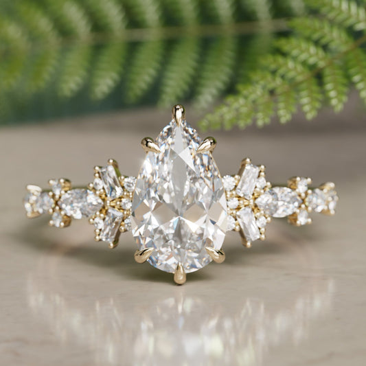 Marquise Shaped Three Stone Lab Grown Diamond Engagement Ring