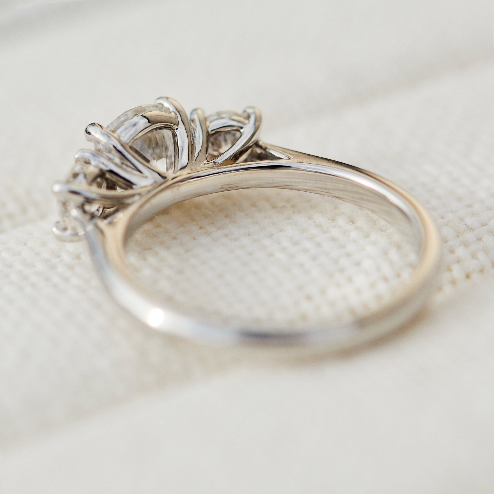 Marquise Shaped Three Stone Lab Grown Diamond Engagement Ring