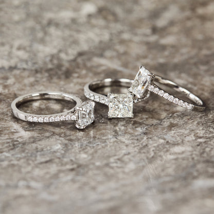 Marquise Shaped Three Stone Lab Grown Diamond Engagement Ring