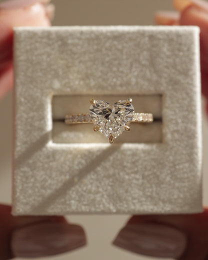 2.0 CT Heart Cut Pave Moissanite Engagement Ring