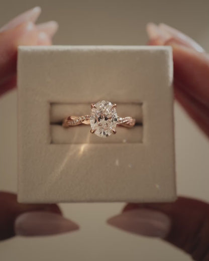 2.0 CT Oval Criss Cross Pave Moissanite Engagement Ring