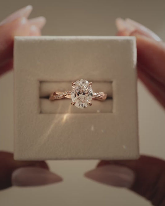 2.0 CT Oval Criss Cross Pave Moissanite Engagement Ring