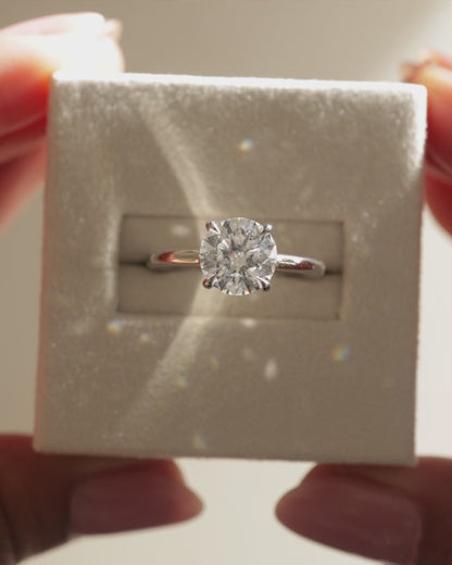 2.0 CT Round Hidden Halo Moissanite Engagement Ring