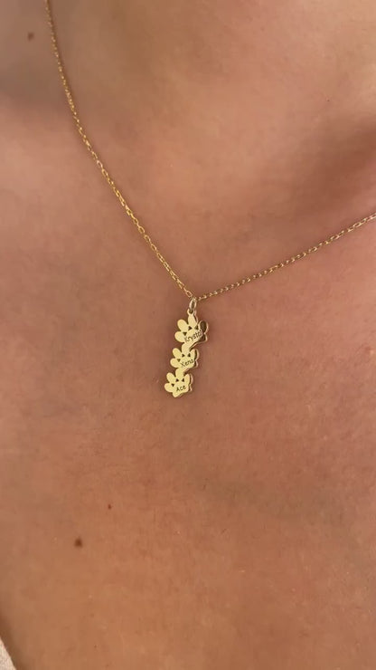 Engraved Paw Print Necklace