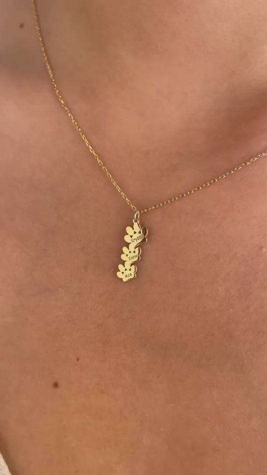 Engraved Paw Print Necklace