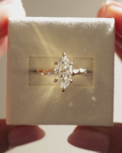 2.0 CT Marquise Criss Cross Pave Moissanite Engagement Ring