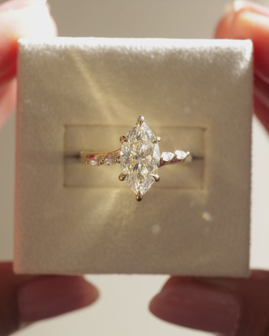 2.0 CT Marquise Criss Cross Pave Moissanite Engagement Ring