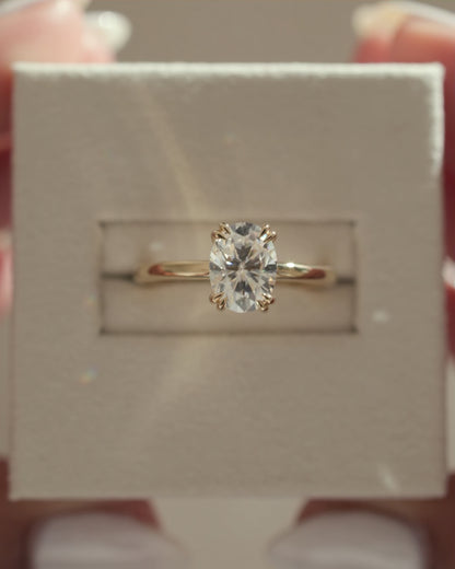 2.0 CT Oval Hidden Halo Moissanite Engagement Ring