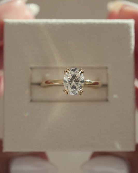 2.0 CT Oval Hidden Halo Moissanite Engagement Ring