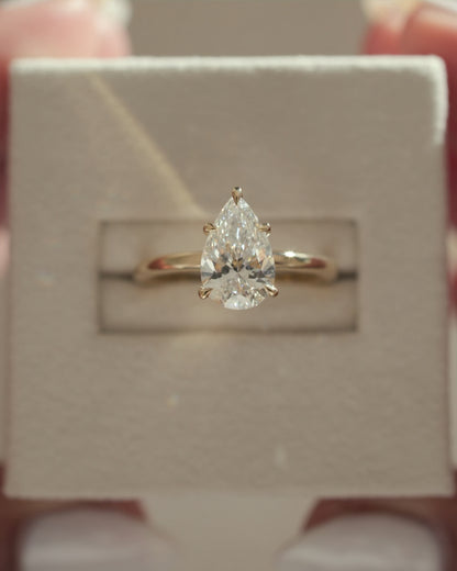 2.0 CT Pear Hidden Halo Moissanite Engagement Ring