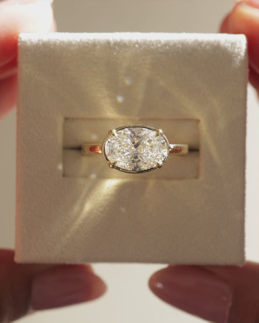 2.0 CT Oval Bezel & Solitaire Moissanite Engagement Ring