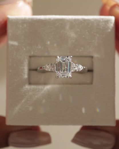 2 CT Emerald Cut Cluster Moissanite Diamond Engagement Ring