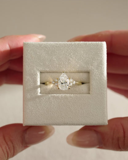 2.0 CT Pear Cluster Moissanite Engagement Ring