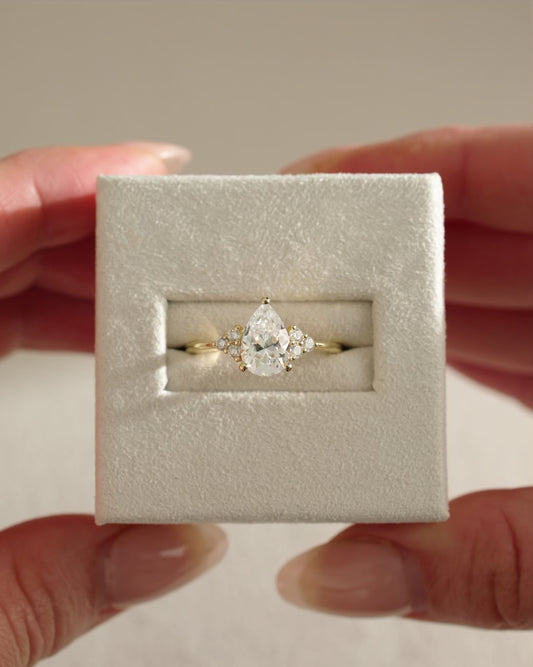 2.0 CT Pear Cluster Moissanite Engagement Ring