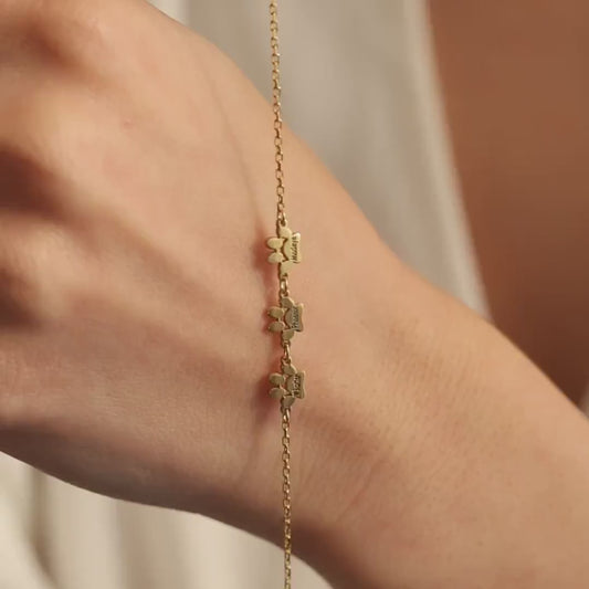 Engraved Triple Paw Print Bracelet