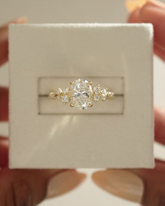 2.0 CT Oval Cluster Moissanite Engagement Ring