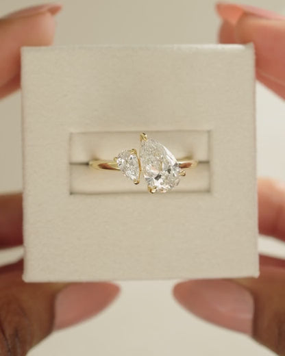 2.8 CT Pear Toi Et Moi Moissanite Diamond Engagement Ring