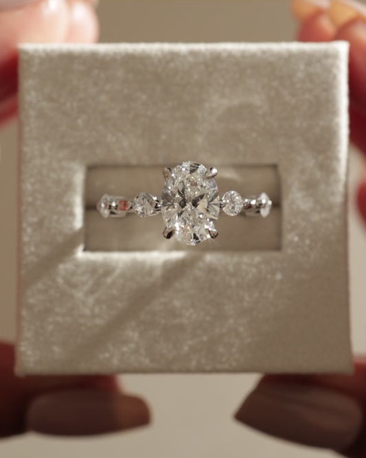 2.0 CT Oval Dainty Pave Moissanite Engagement Ring