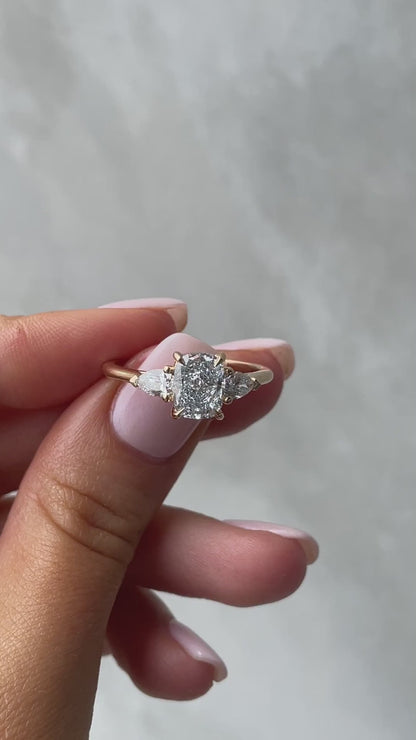 2 CT Elongated Cushion Cut Three Stones Moissanite Diamond Engagement Ring