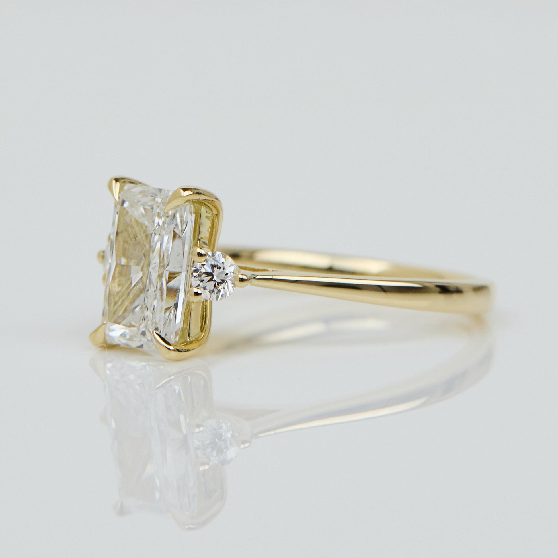 Marquise Shaped Three Stone Lab Grown Diamond Engagement Ring