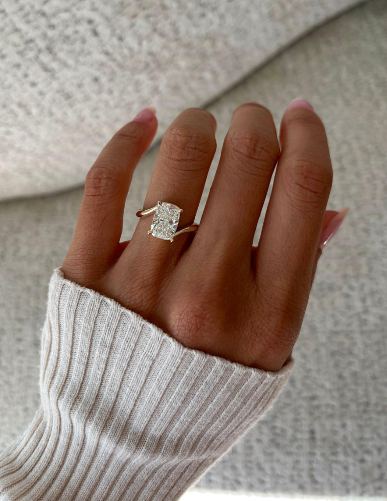 2.5 CT Elongated Cushion Cut Solitaire Rapture Moissanite Engagement Ring