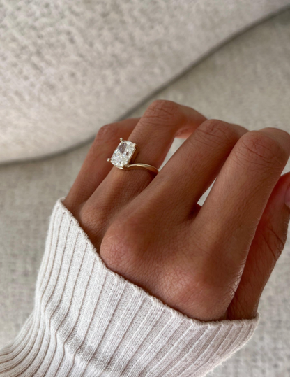 2.5 CT Elongated Cushion Cut Solitaire Rapture Moissanite Engagement Ring