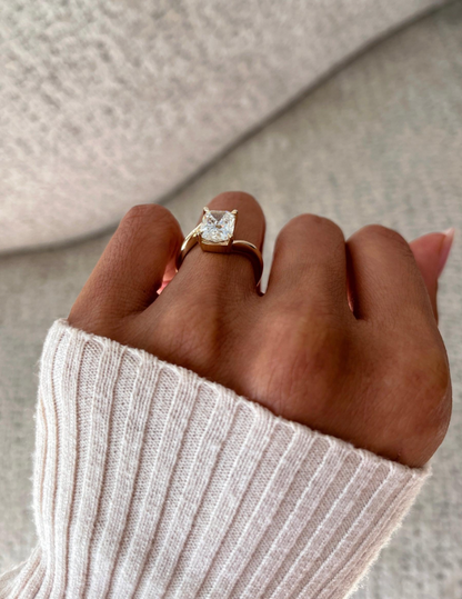 2.5 CT Elongated Cushion Cut Solitaire Rapture Moissanite Engagement Ring