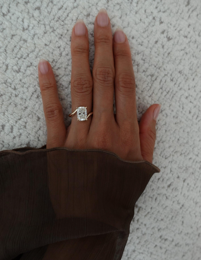 2.5 CT Elongated Cushion Cut Solitaire Rapture Moissanite Engagement Ring