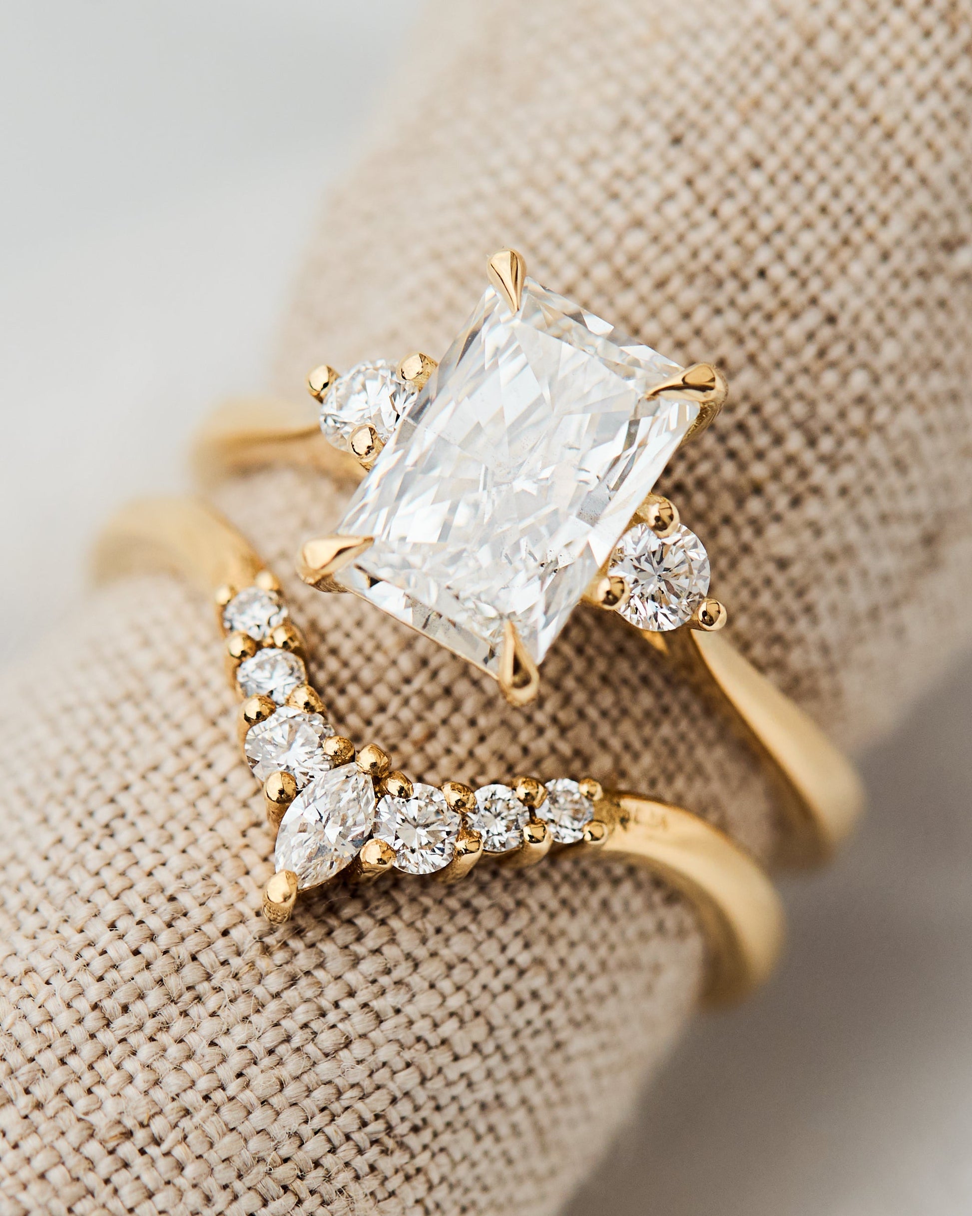 Marquise Shaped Three Stone Lab Grown Diamond Engagement Ring