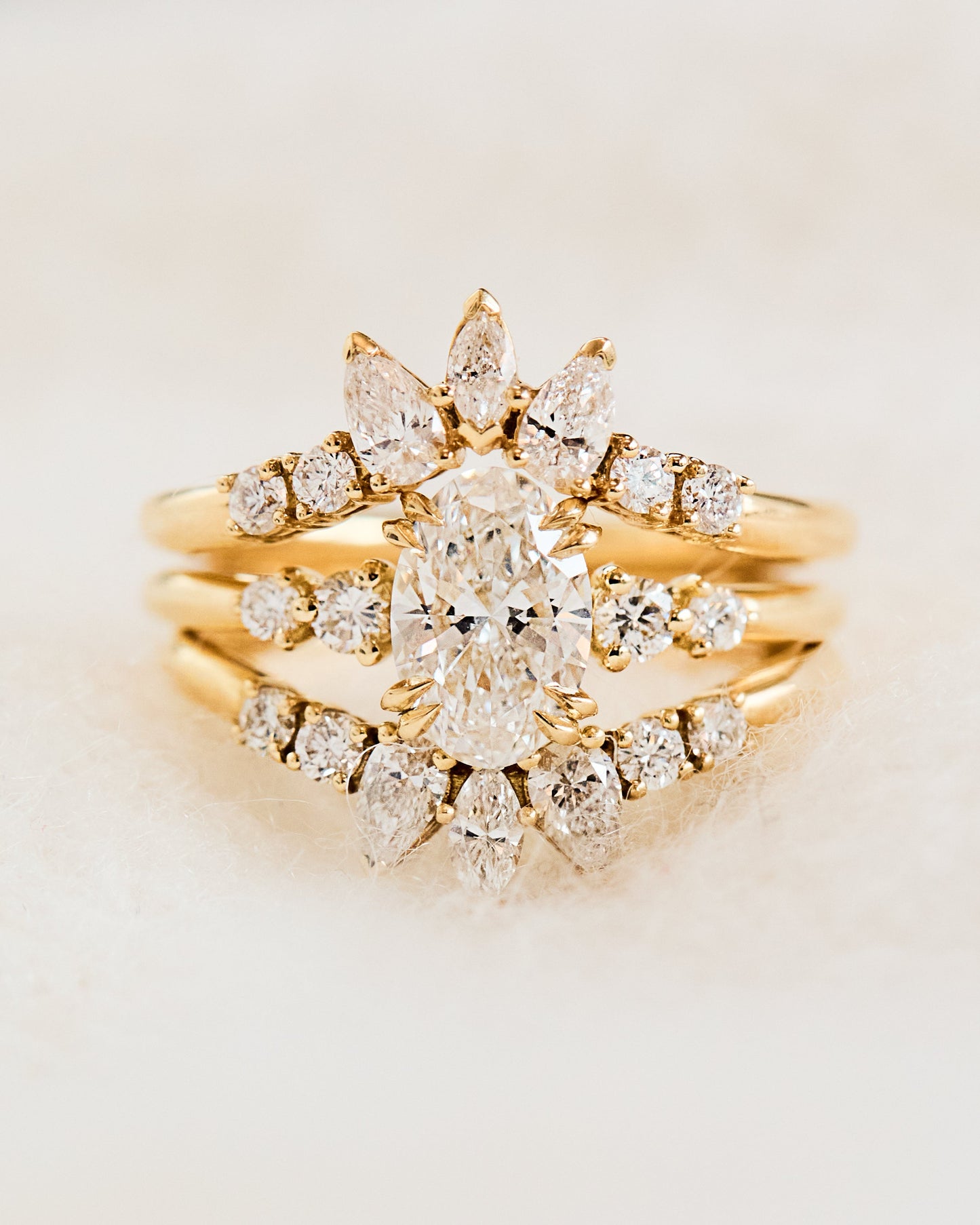 Marquise Shaped Three Stone Lab Grown Diamond Engagement Ring