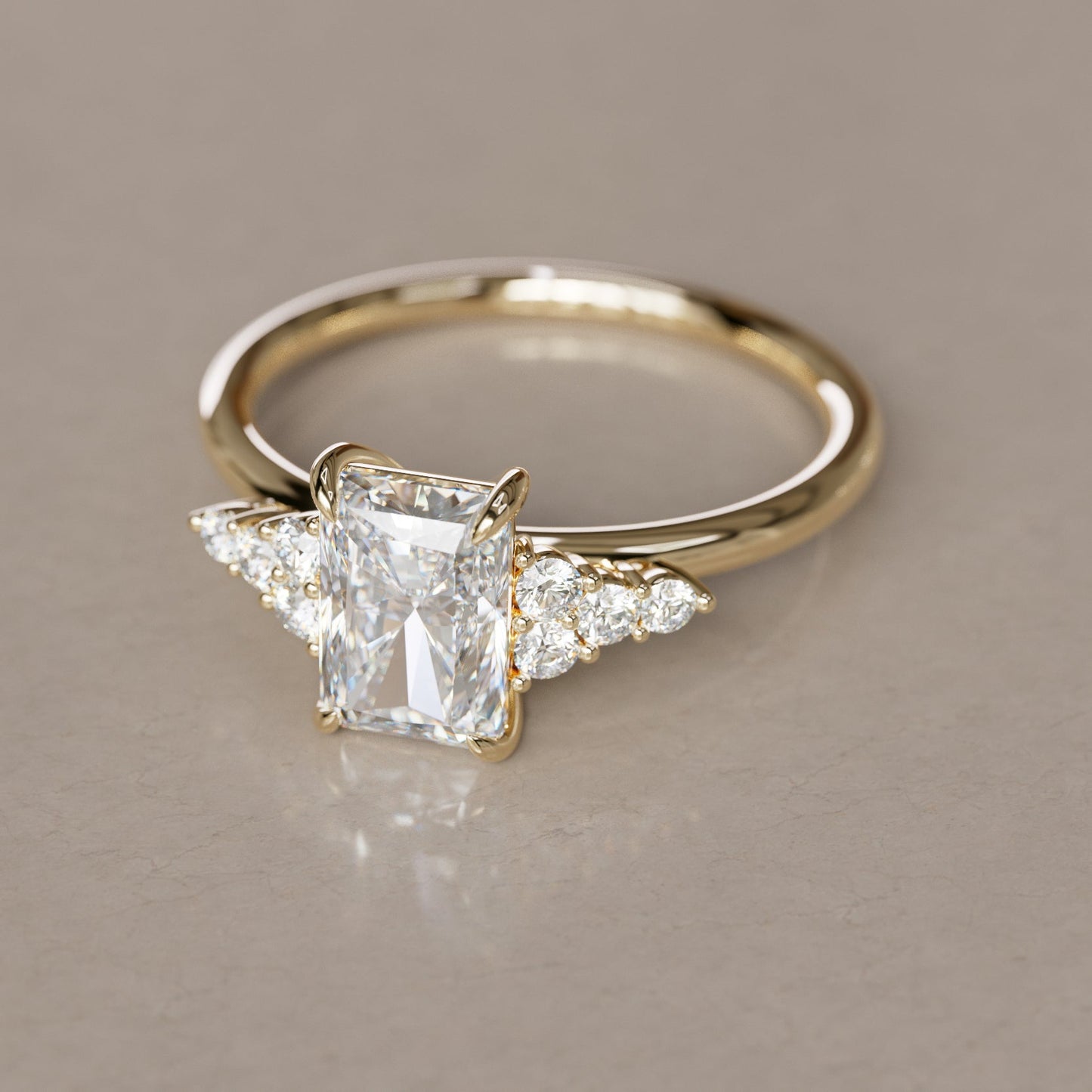 Marquise Shaped Three Stone Lab Grown Diamond Engagement Ring