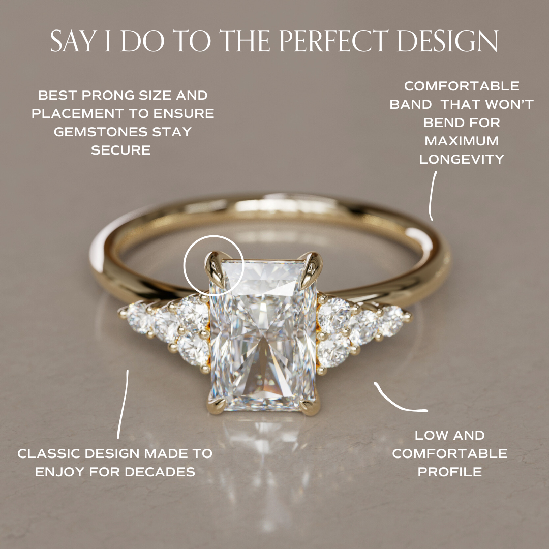 Marquise Shaped Three Stone Lab Grown Diamond Engagement Ring