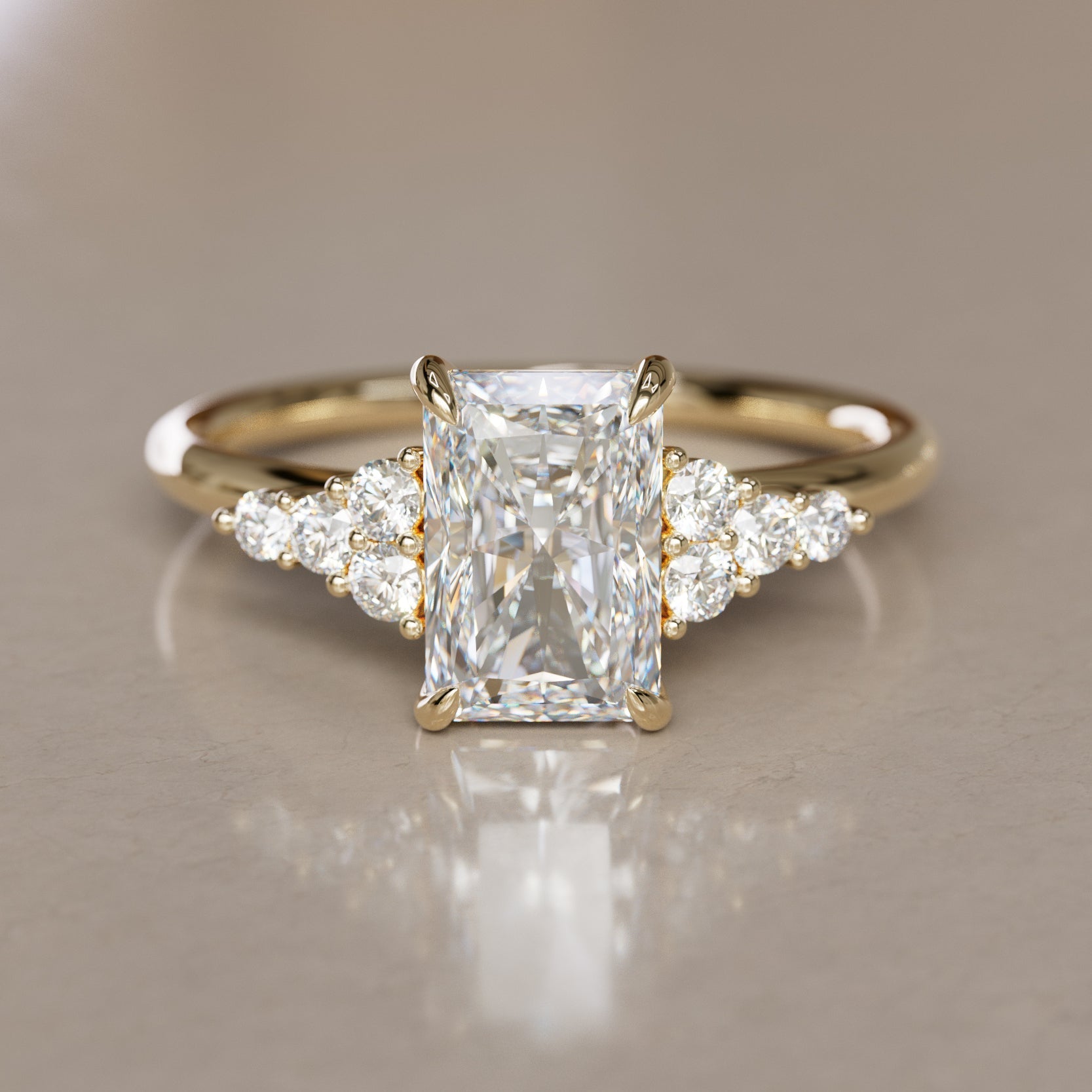 Marquise Shaped Three Stone Lab Grown Diamond Engagement Ring