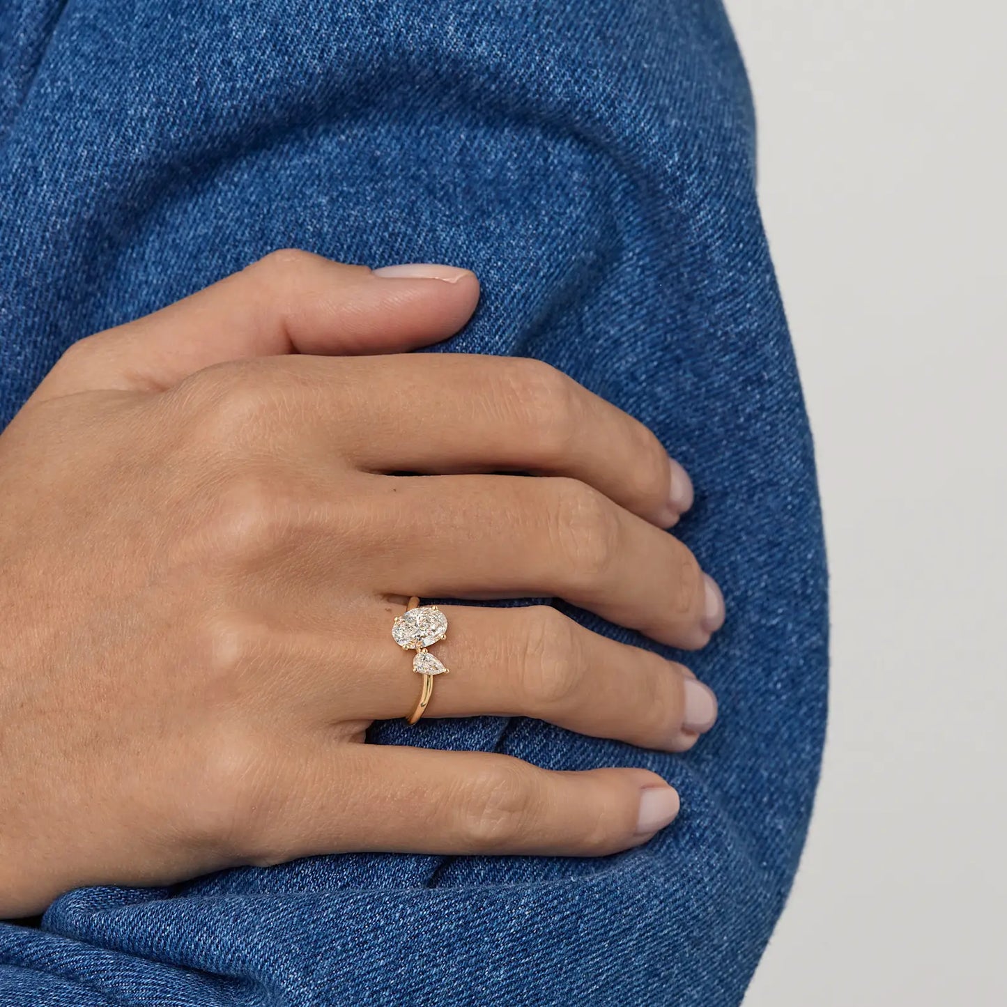 Timeless 1.4 TCW Oval & Pear Cut Toi Et Moi Styled Moissanite Diamond Engagement Ring