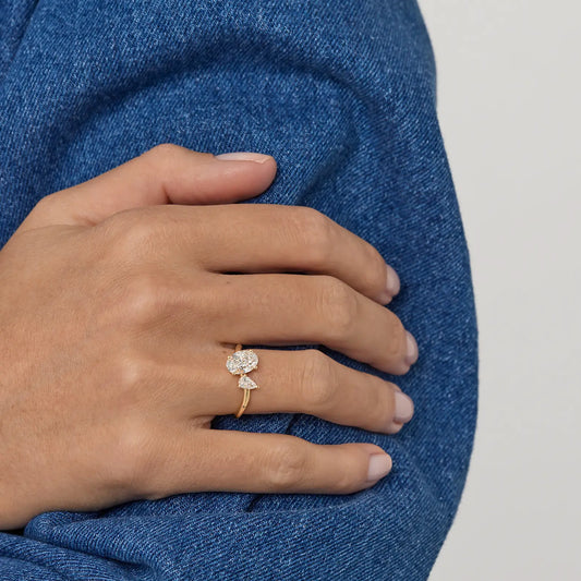 Timeless 1.4 TCW Oval & Pear Cut Toi Et Moi Styled Moissanite Diamond Engagement Ring