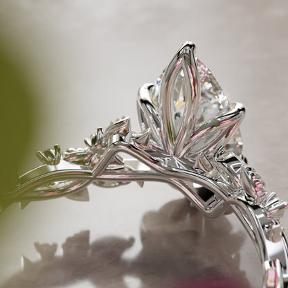 Marquise Shaped Three Stone Lab Grown Diamond Engagement Ring