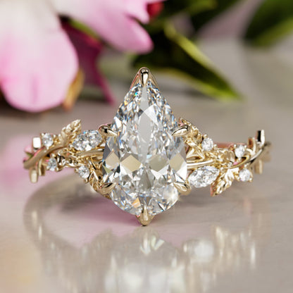 Marquise Shaped Three Stone Lab Grown Diamond Engagement Ring
