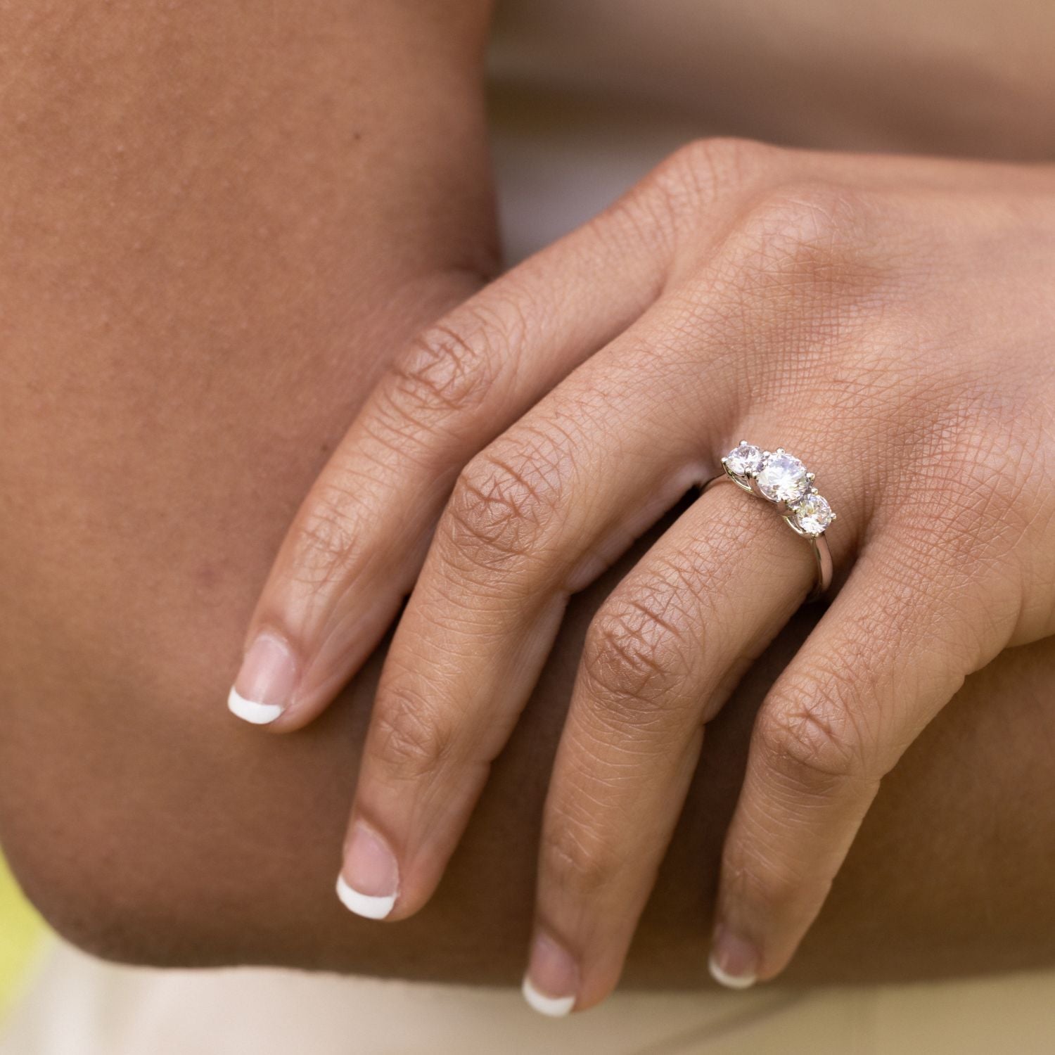 Marquise Shaped Three Stone Lab Grown Diamond Engagement Ring