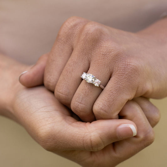 Marquise Shaped Three Stone Lab Grown Diamond Engagement Ring
