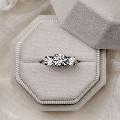 Marquise Shaped Three Stone Lab Grown Diamond Engagement Ring
