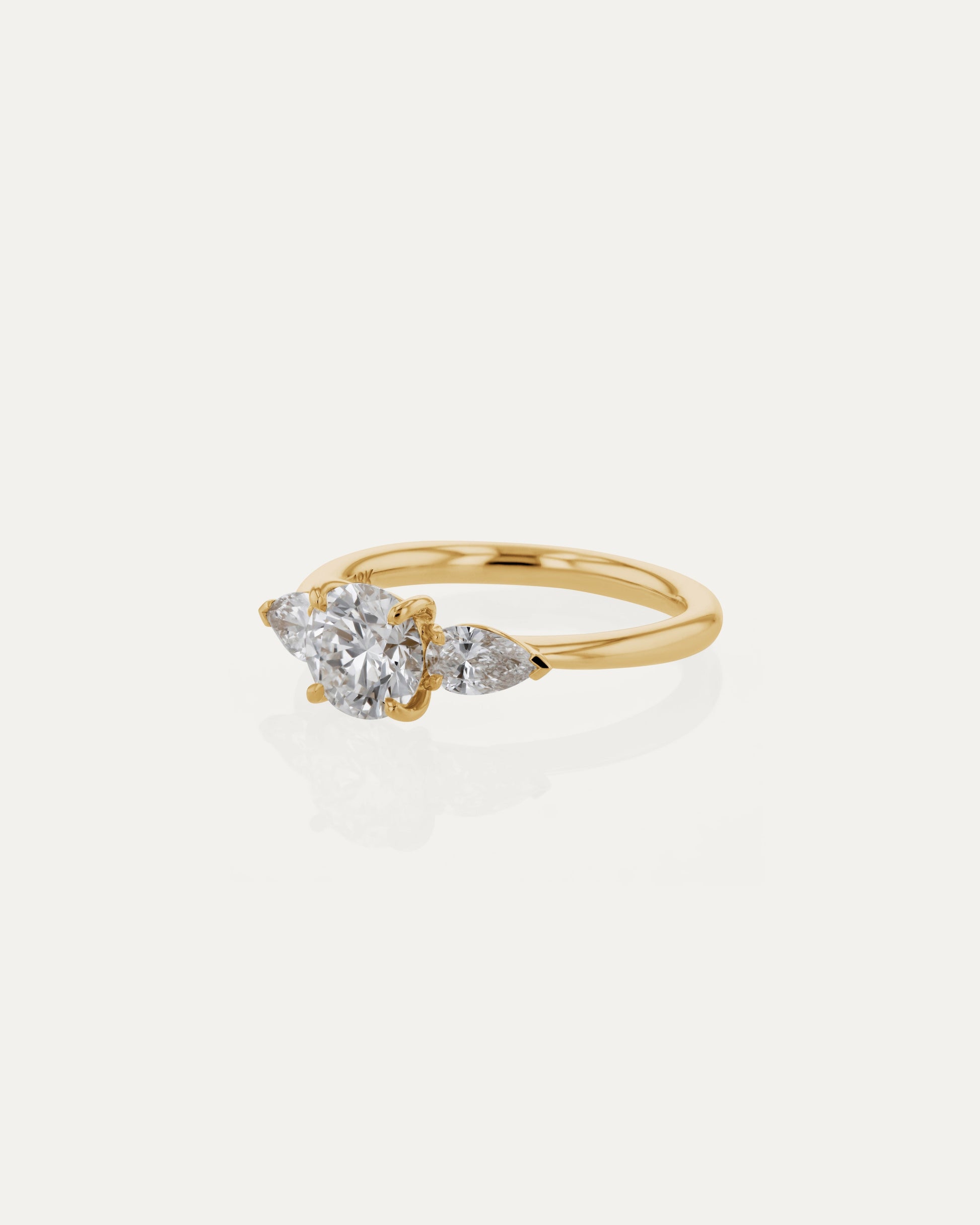 Marquise Shaped Three Stone Lab Grown Diamond Engagement Ring