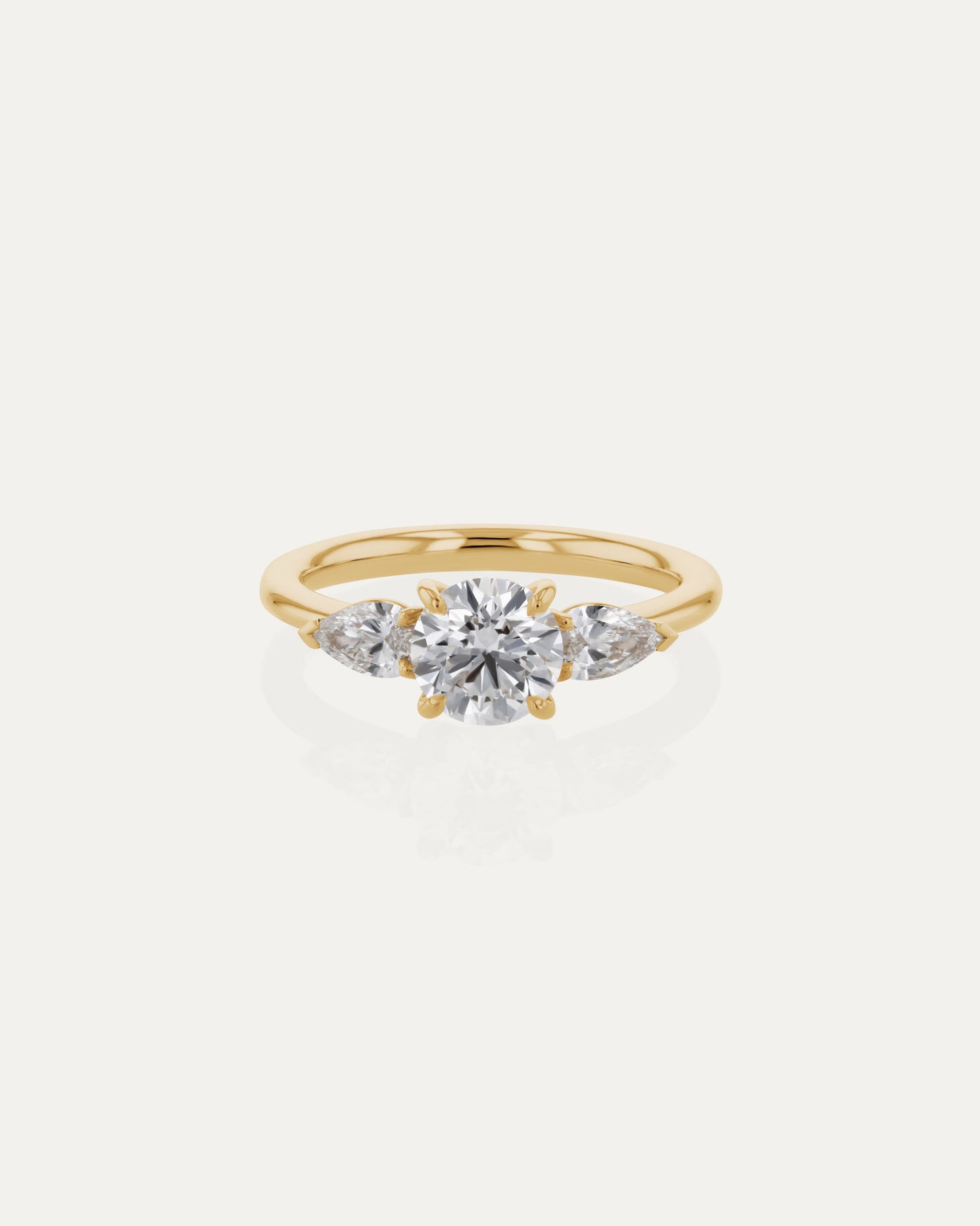 Marquise Shaped Three Stone Lab Grown Diamond Engagement Ring