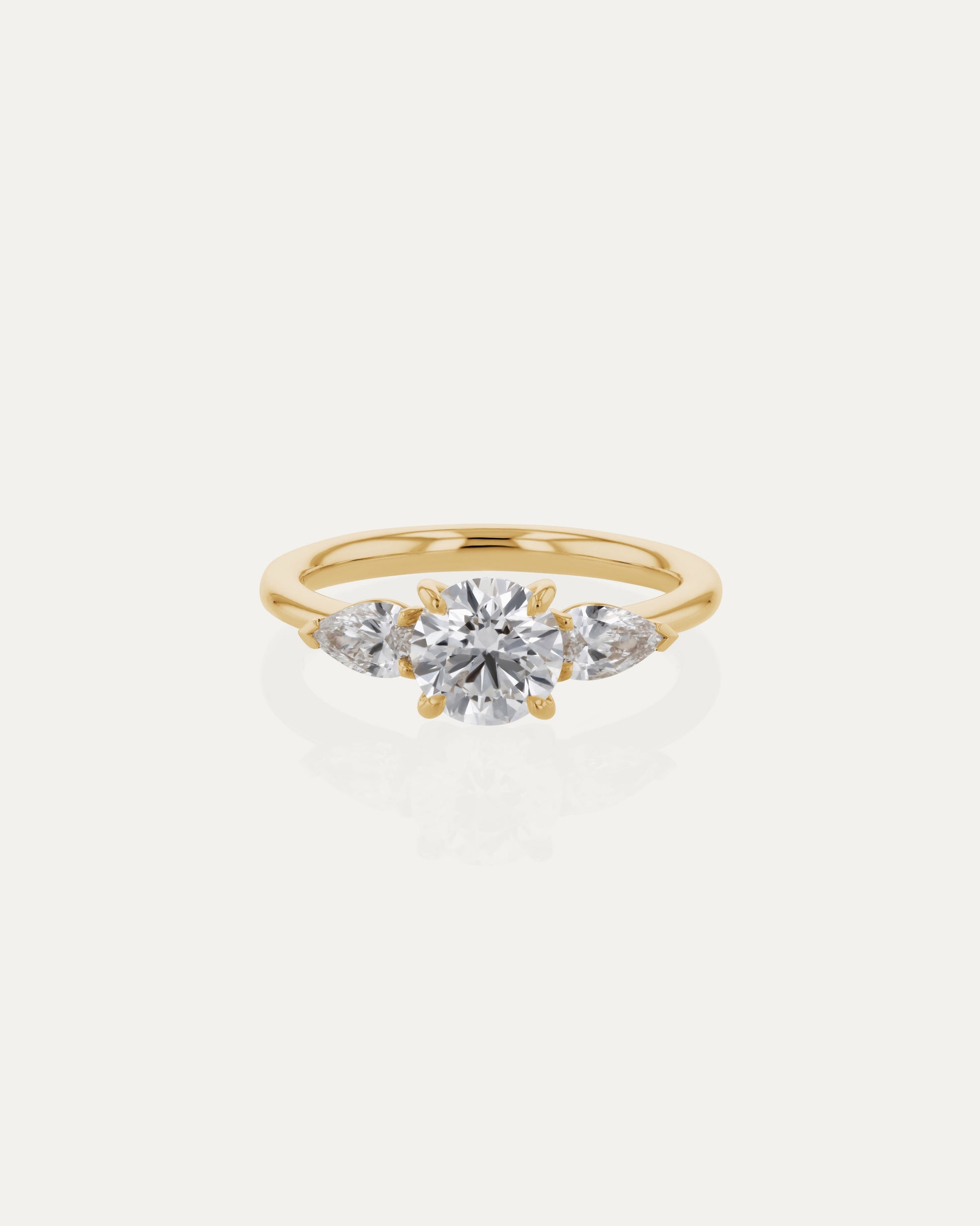 Marquise Shaped Three Stone Lab Grown Diamond Engagement Ring