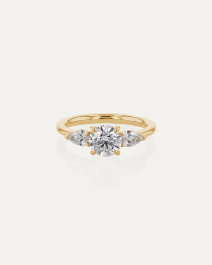 Marquise Shaped Three Stone Lab Grown Diamond Engagement Ring