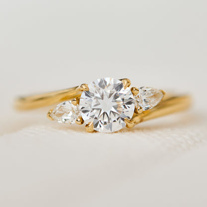 Marquise Shaped Three Stone Lab Grown Diamond Engagement Ring