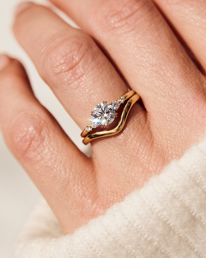 Marquise Shaped Three Stone Lab Grown Diamond Engagement Ring