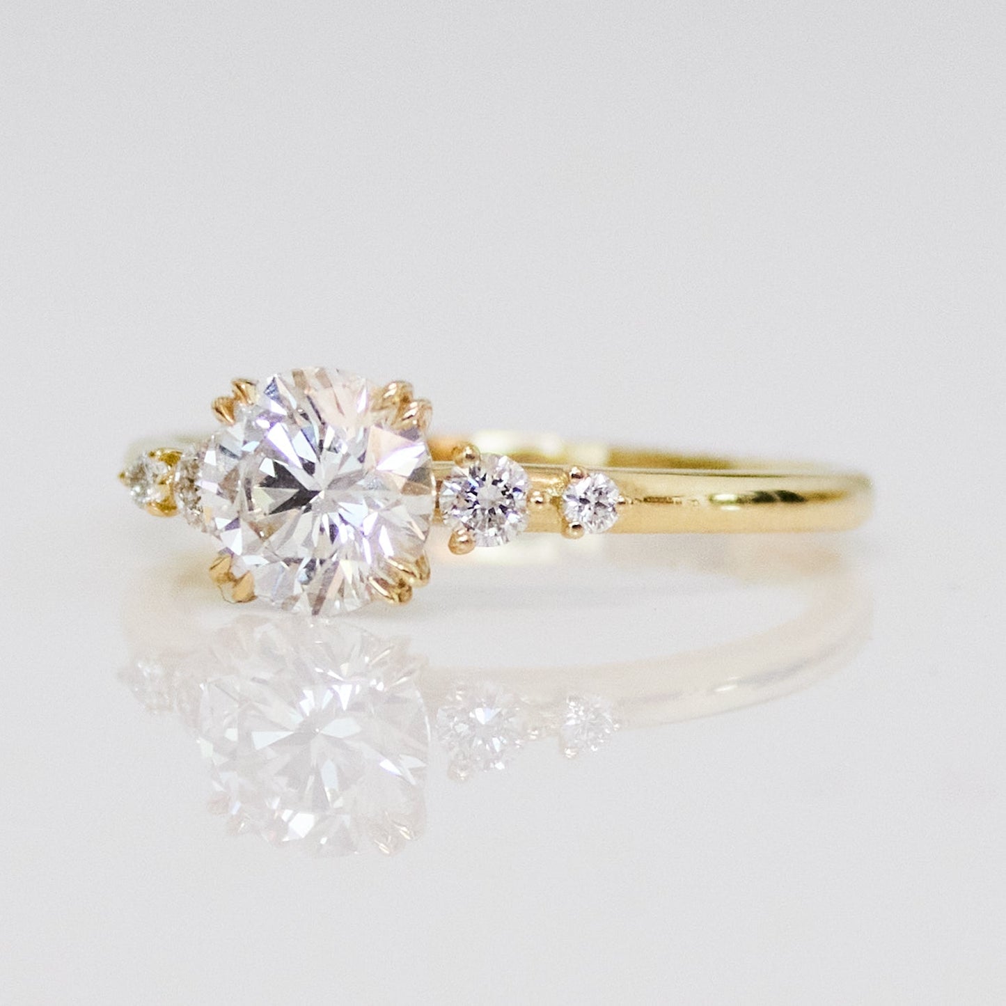 Marquise Shaped Three Stone Lab Grown Diamond Engagement Ring