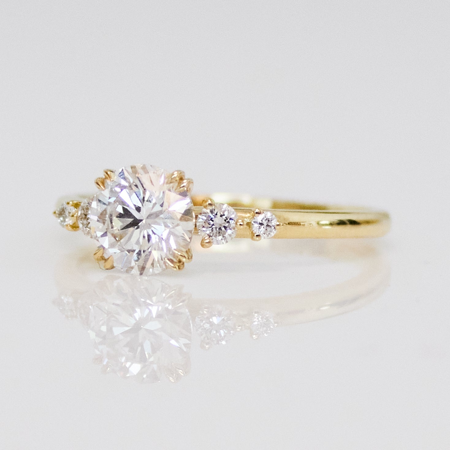 Marquise Shaped Three Stone Lab Grown Diamond Engagement Ring
