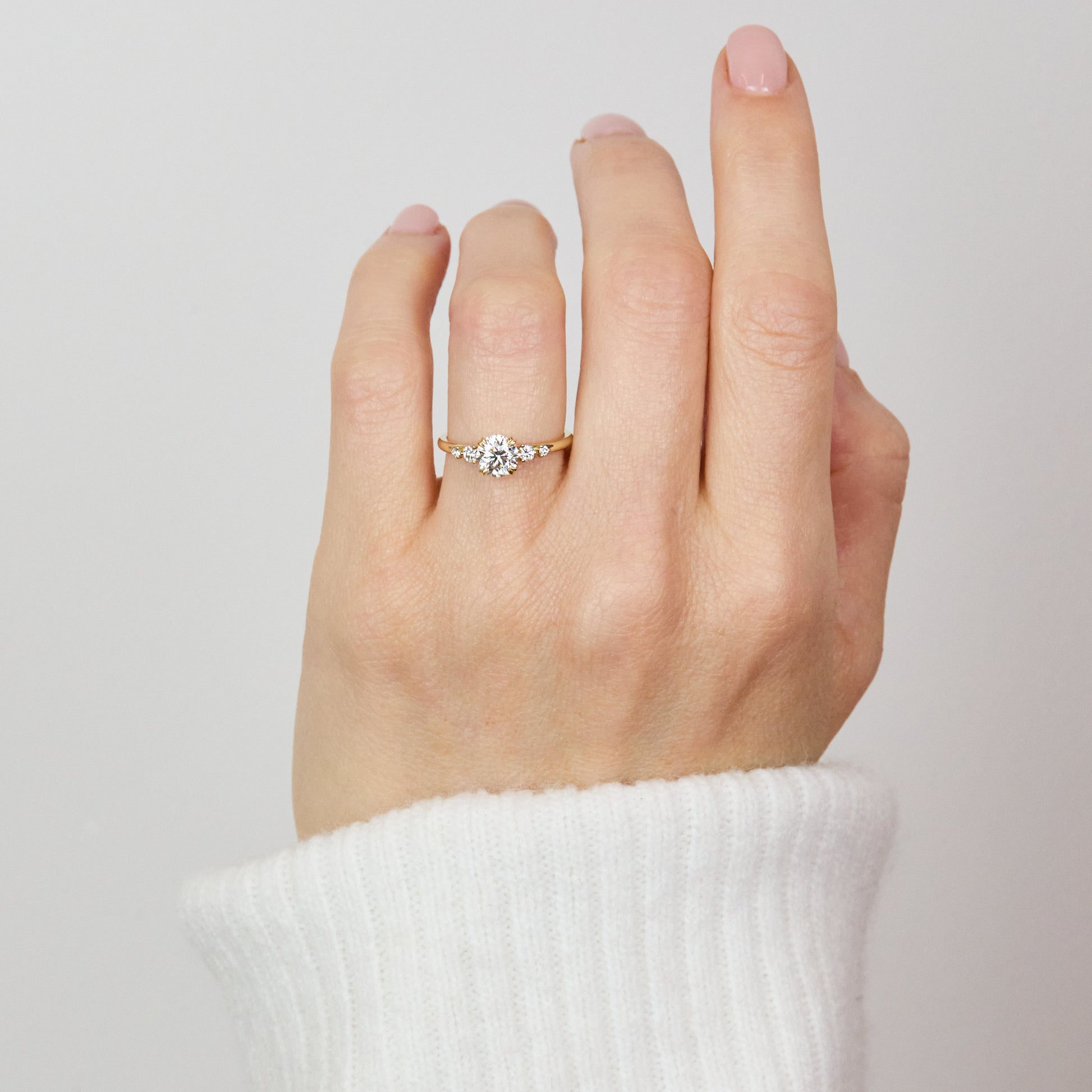 Marquise Shaped Three Stone Lab Grown Diamond Engagement Ring